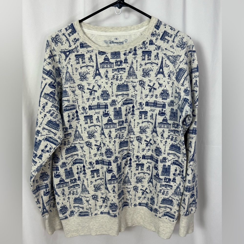 Disney Cream and Navy Paris Print Pullover Sweatshirt